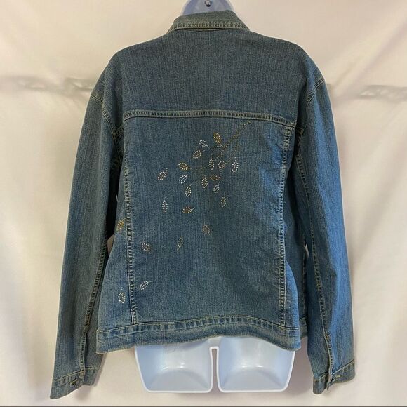 Sunburst by Morning Sun Embellished Blue Jean Jacket Size L - Picture 3 of 9